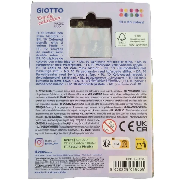 10 crayons bicolores pastel - Giotto Magic Duo Candy