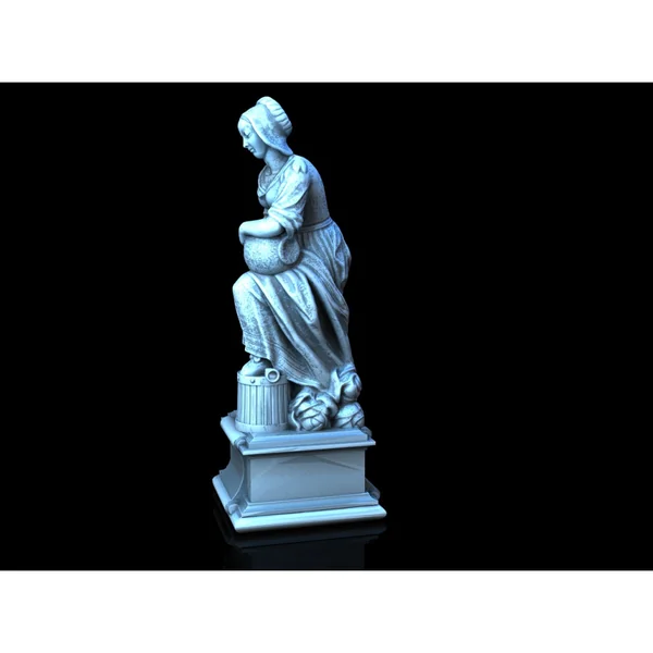3D4U - Market Lady Statue - Medieval Town