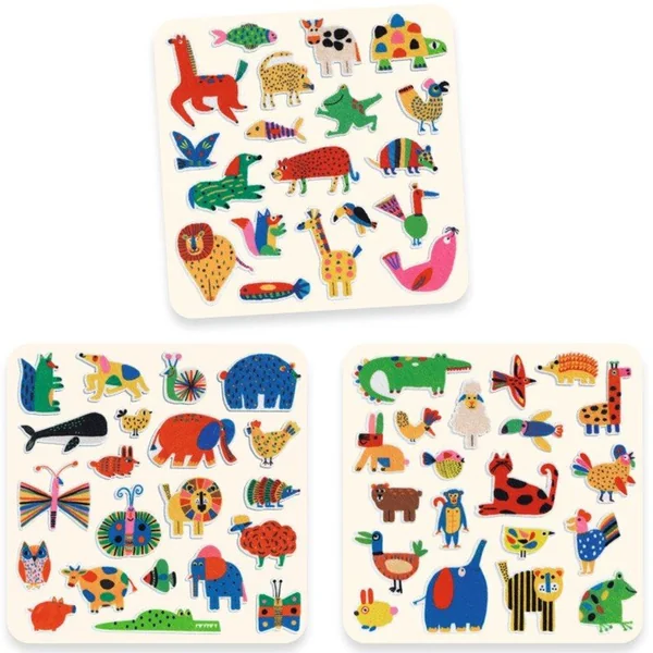 60 gommettes en feutrine Des animaux partout ! - Djeco