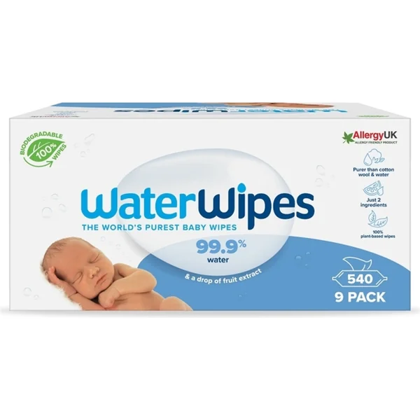 9x WATERWIPES 100% BIO lingettes biodégradables 60 pcs
