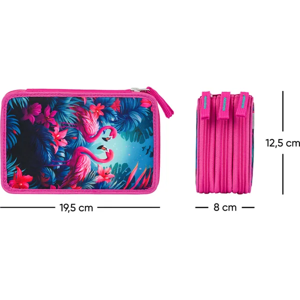 BAAGL Trousse scolaire à trois étages Flamants roses
