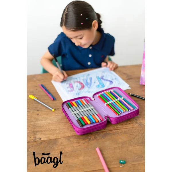 BAAGL Trousse scolaire à trois étages Royaume de la Licorne