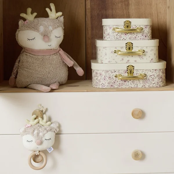 Bieco - Ensemble de trois valises en carton - biche Ella - fleurs vintage