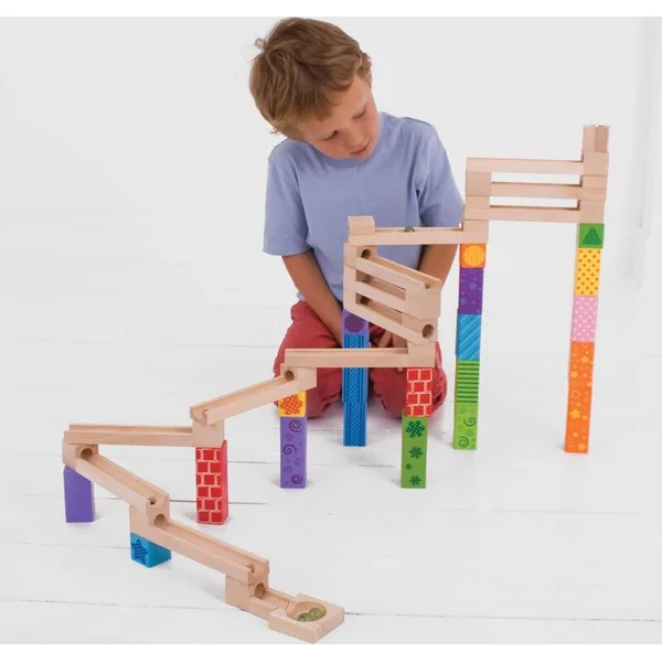 Bigjigs Toys Circuit à billes en bois coloré