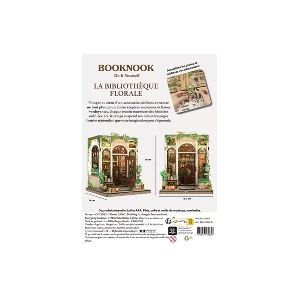 Book Nook CuteBee - La Bibliothèque Florale - 196 Pièces