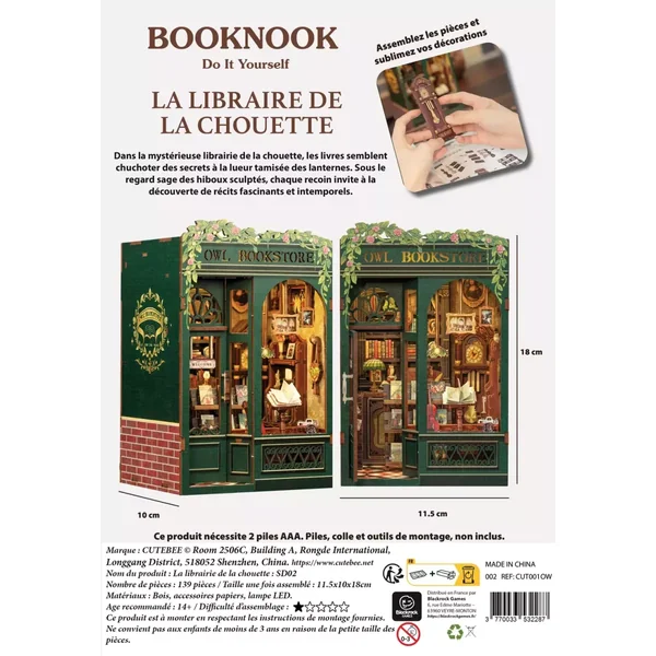 Book Nook CuteBee - La Librairie de la Chouette - 139 Pièces