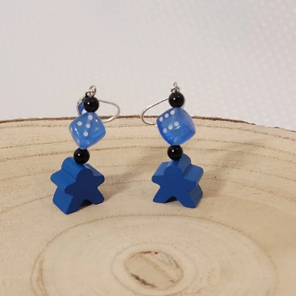Boucles d’oreilles meeple et dé