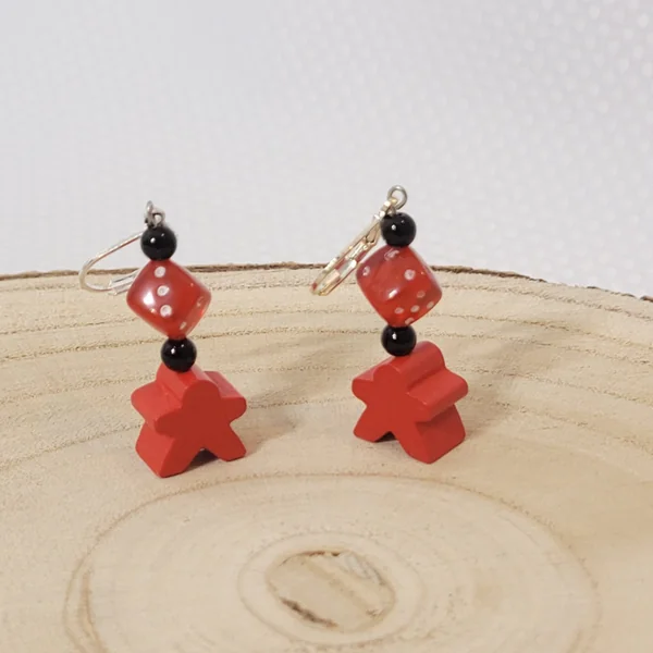 Boucles d’oreilles meeple et dé
