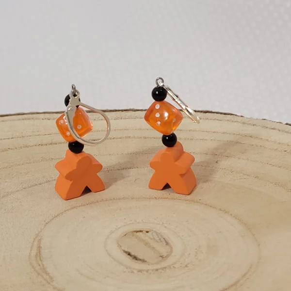 Boucles d’oreilles meeple et dé