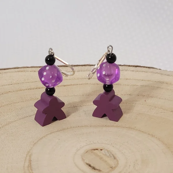 Boucles d’oreilles meeple et dé