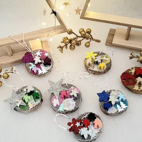 Boules de Noël rondin de bois - Bleu