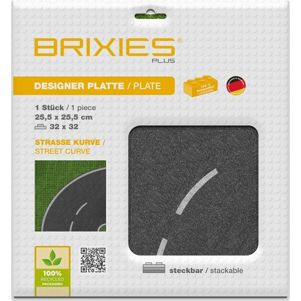 BRIXIES Plus 225.006 Tapis de construction design - virage 25,5 x 25,5 cm