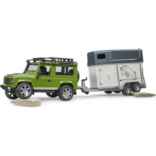 Bruder 02592 Land Rover Defender avec remorque pour cheval et cheval