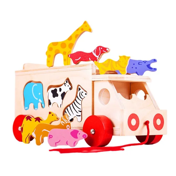 Camion en bois avec blocs d'animaux 11 pièces - Bigjigs