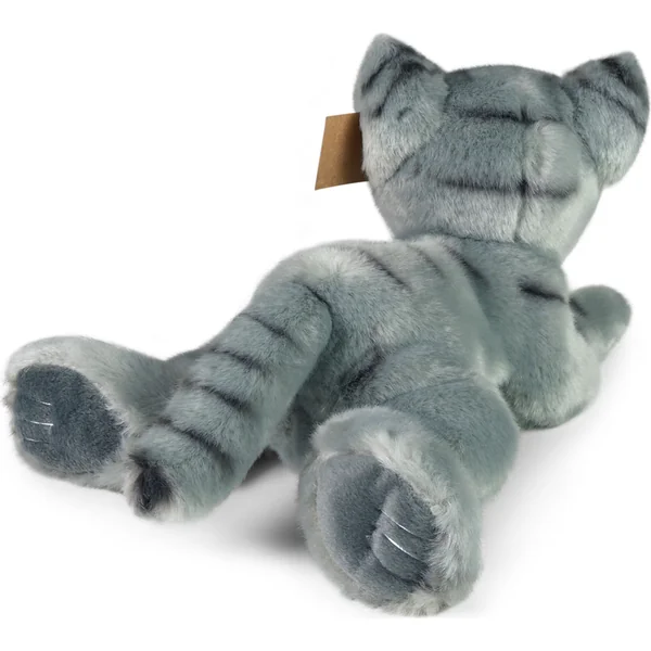 Chat en peluche gris couché 30 cm ÉCOLOGIQUE