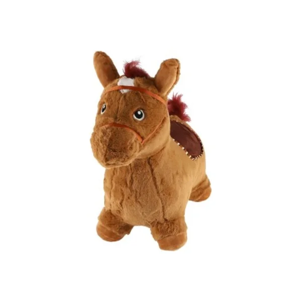Cheval sauteur en peluche marron à piles avec son