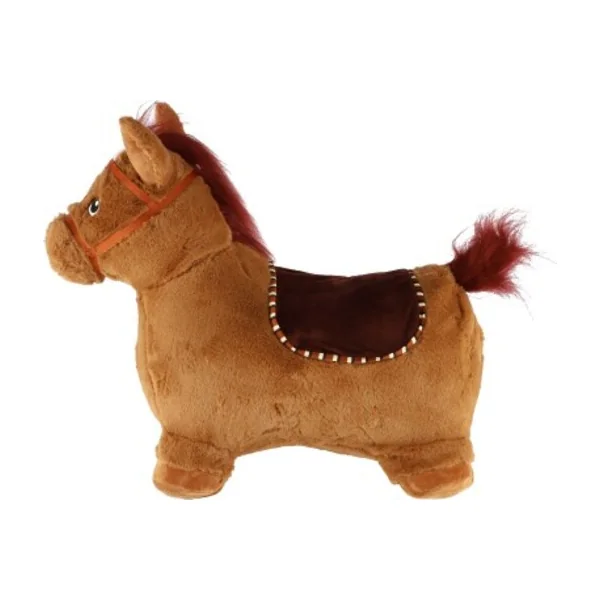 Cheval sauteur en peluche marron à piles avec son