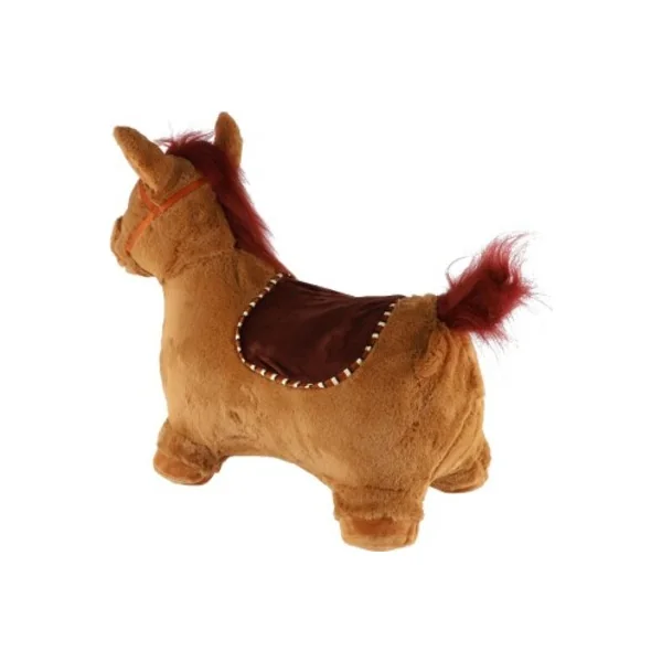 Cheval sauteur en peluche marron à piles avec son