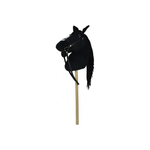 Cheval à bâton en peluche 70cm à piles avec son noir