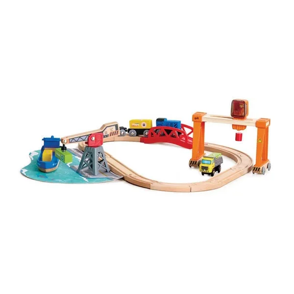 Circuit de train cargo et grue - Hape