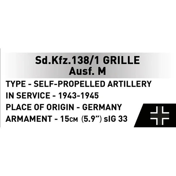 Cobi 2665 Seconde Guerre mondiale Sd.Kfz. 138/1 GRILLE Ausf. M, 1:28, 724 k, 1 f
