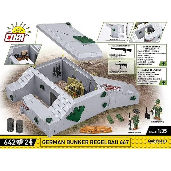 Cobi II WW Regelbau 667 bunker allemand, 1:35, 630 p, 2 f