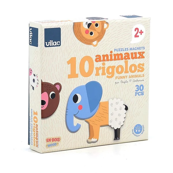 Coffret de magnets en bois 10 animaux rigolos Ingela P.Arrhenius - Vilac