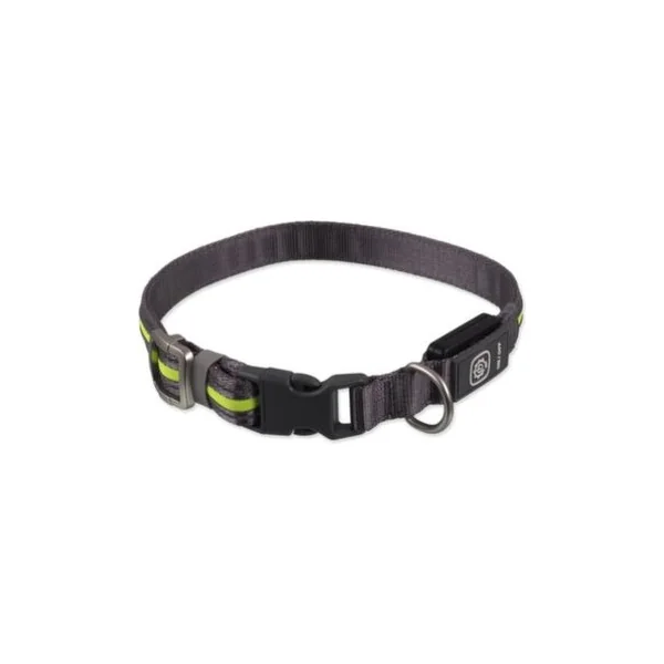 Collier Dog Fantasy USB LED en nylon lumineux M-L vert 2,5x45-65cm