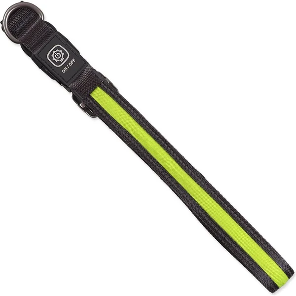 Collier Dog Fantasy USB LED en nylon lumineux M-L vert 2,5x45-65cm