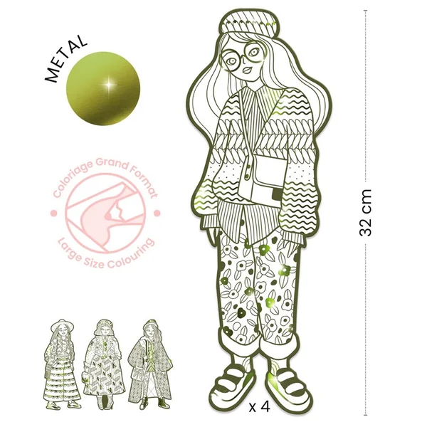 Coloriage Mode : Les Demoiselles Bowie & ses amies - Djeco