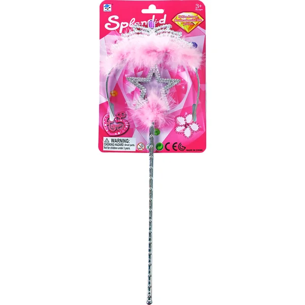 Couronne princesse avec baguette - rose