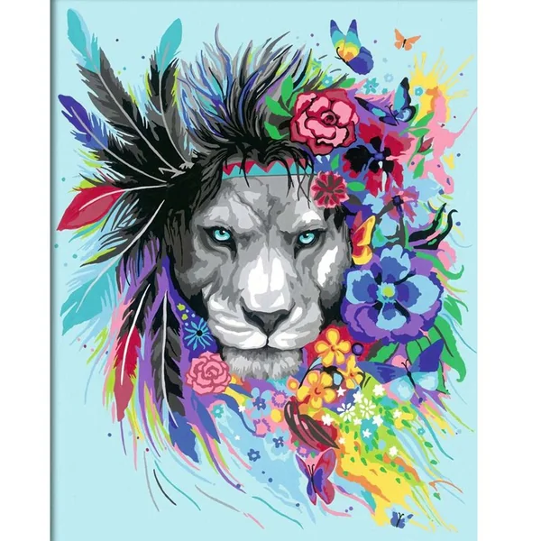 CreArt Boho Lion - Grand Format - Peinture au numéro