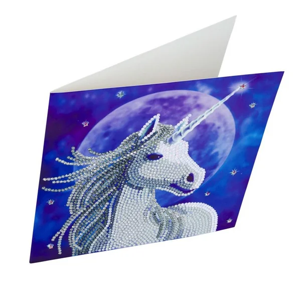CRYSTAL ART Kit carte broderie diamant 18x18cm-Anne Stokes Licorne