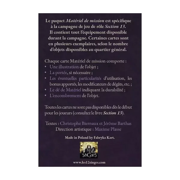 Cthulhu Hack : Section 13 - Matériel de Mission