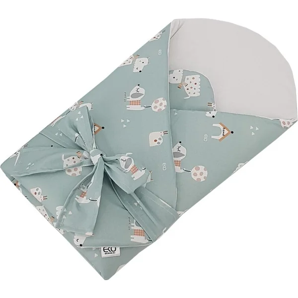 EKO Couverture en coton avec insert amovible en noix de coco et nœud Dogs Mint 75x75 cm