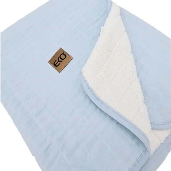 EKO Couverture en mousseline avec doublure Blue 75x90 cm