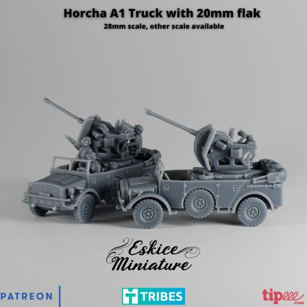 Eskice Miniature – WWII – Horch truck with 20mm AA german gun - 28mm