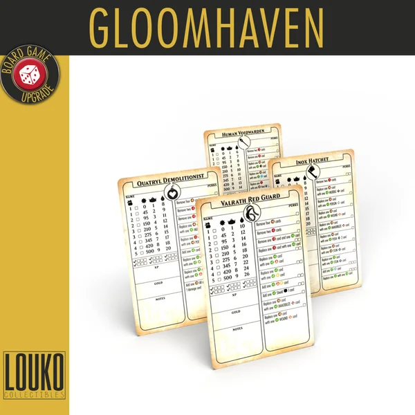 Fiches de personnages réinscriptibles pour Gloomhaven - Les Mâchoires du Lion