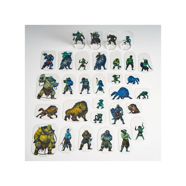 Flat Plastic Miniatures - Orcs and Goblins Horde- 31 Pieces