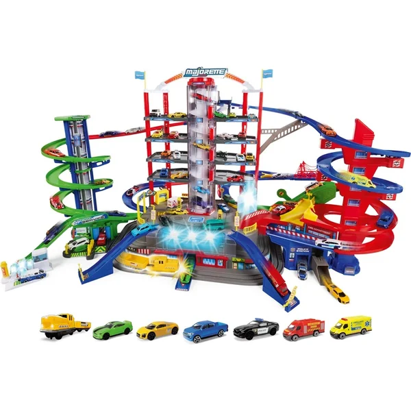 Garage Super City + 6 petites voitures et train