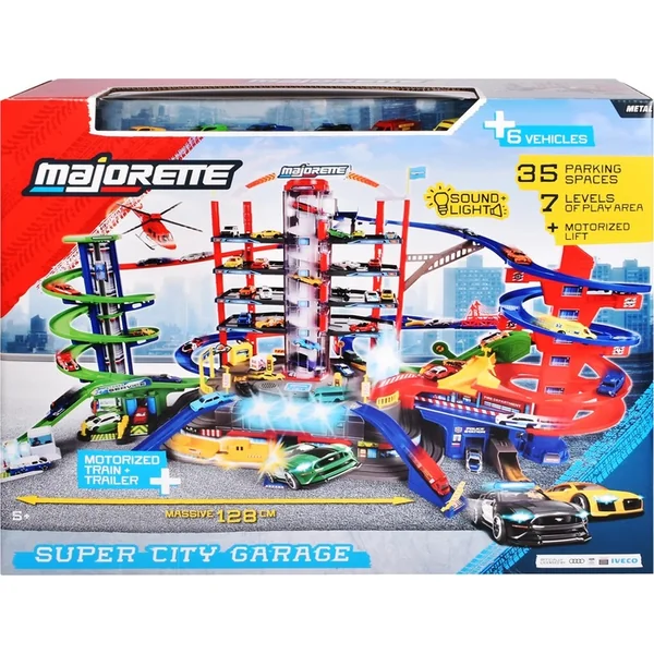 Garage Super City + 6 petites voitures et train