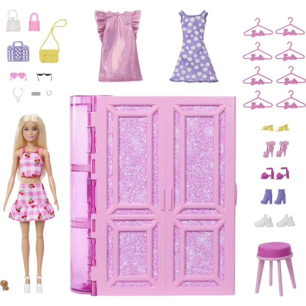 Garde-robe de rêve Mattel Barbie en couleurs pastel avec poupée