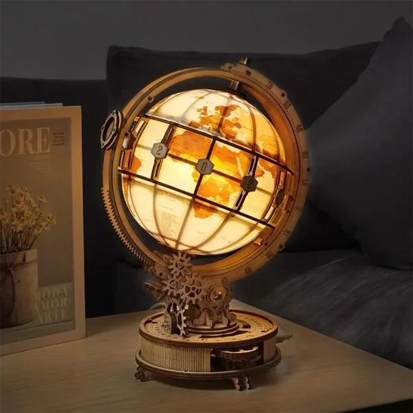 Globe Terrestre Lumineux - Puzzle en Bois 3D Rokr
