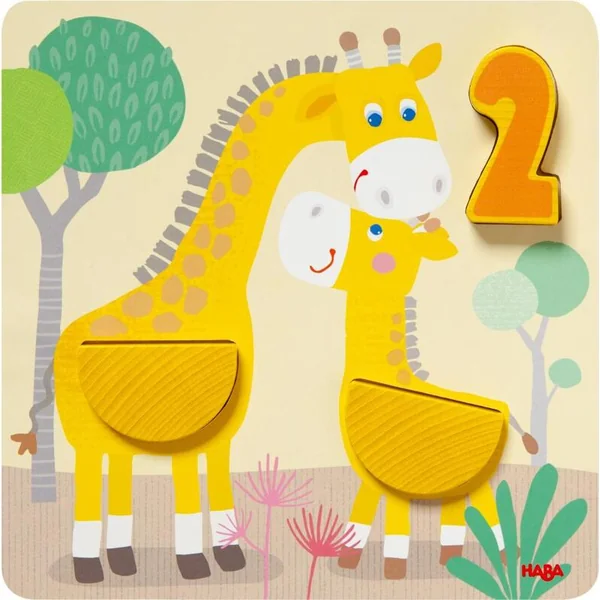 Haba Jouet en bois pour apprendre les couleurs et les chiffres Animaux sauvages