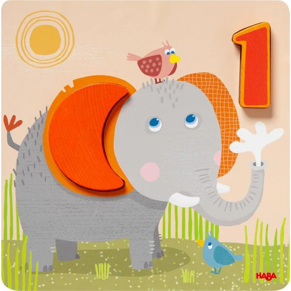 Haba Jouet en bois pour apprendre les couleurs et les chiffres Animaux sauvages
