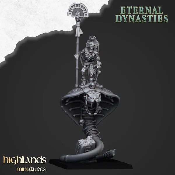 Highlands Miniatures - Eternal Dynasties - Mounted Ancient Guard on Great Snakes with EMC