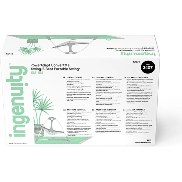 INGENUITY Balançoire convertible avec adaptateur vibrant avec mélodie Swell™ 2-en-1 0m+, jusqu'à 9 k