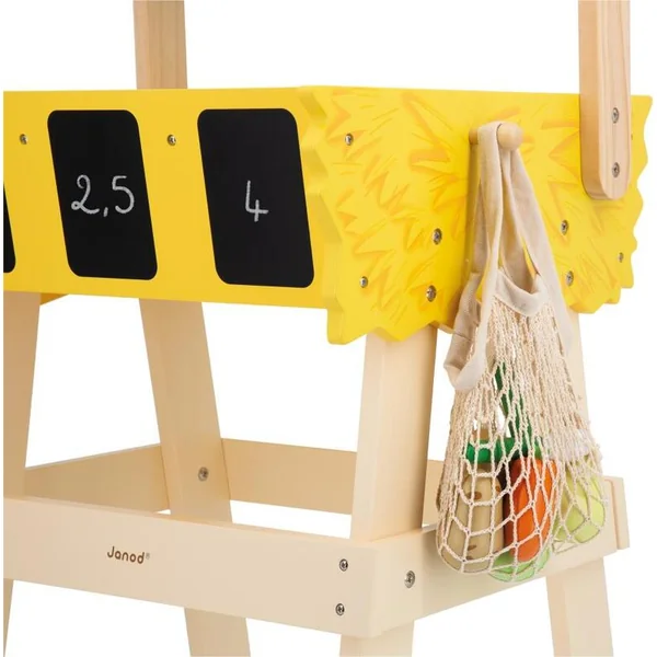 Janod Farm Magasin en bois Ferme avec caisse enregistreuse, balance, fruits et légumes