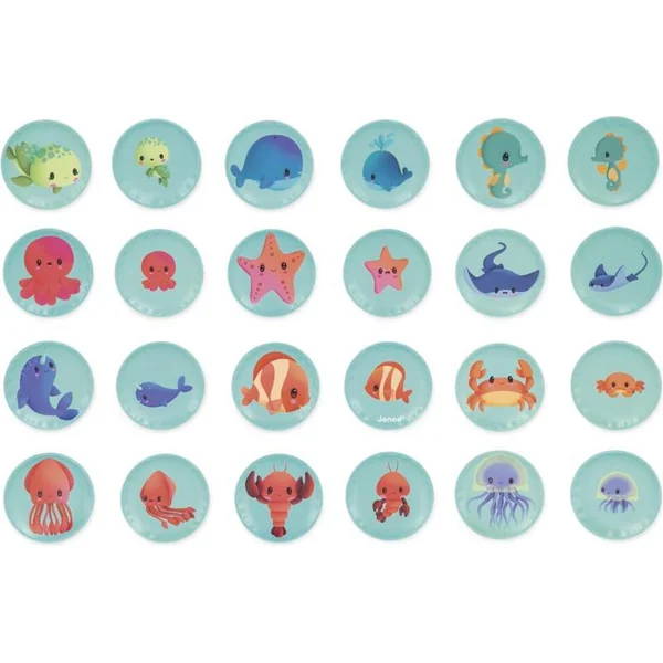 Janod Mémo en mousse pour le bain Animaux marins 24 pcs