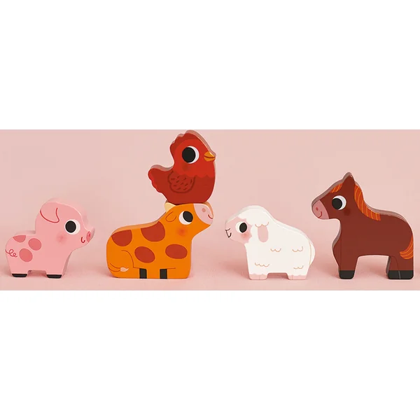 Janod Puzzle en bois à encastrer pour les tout-petits Ferme Chunky